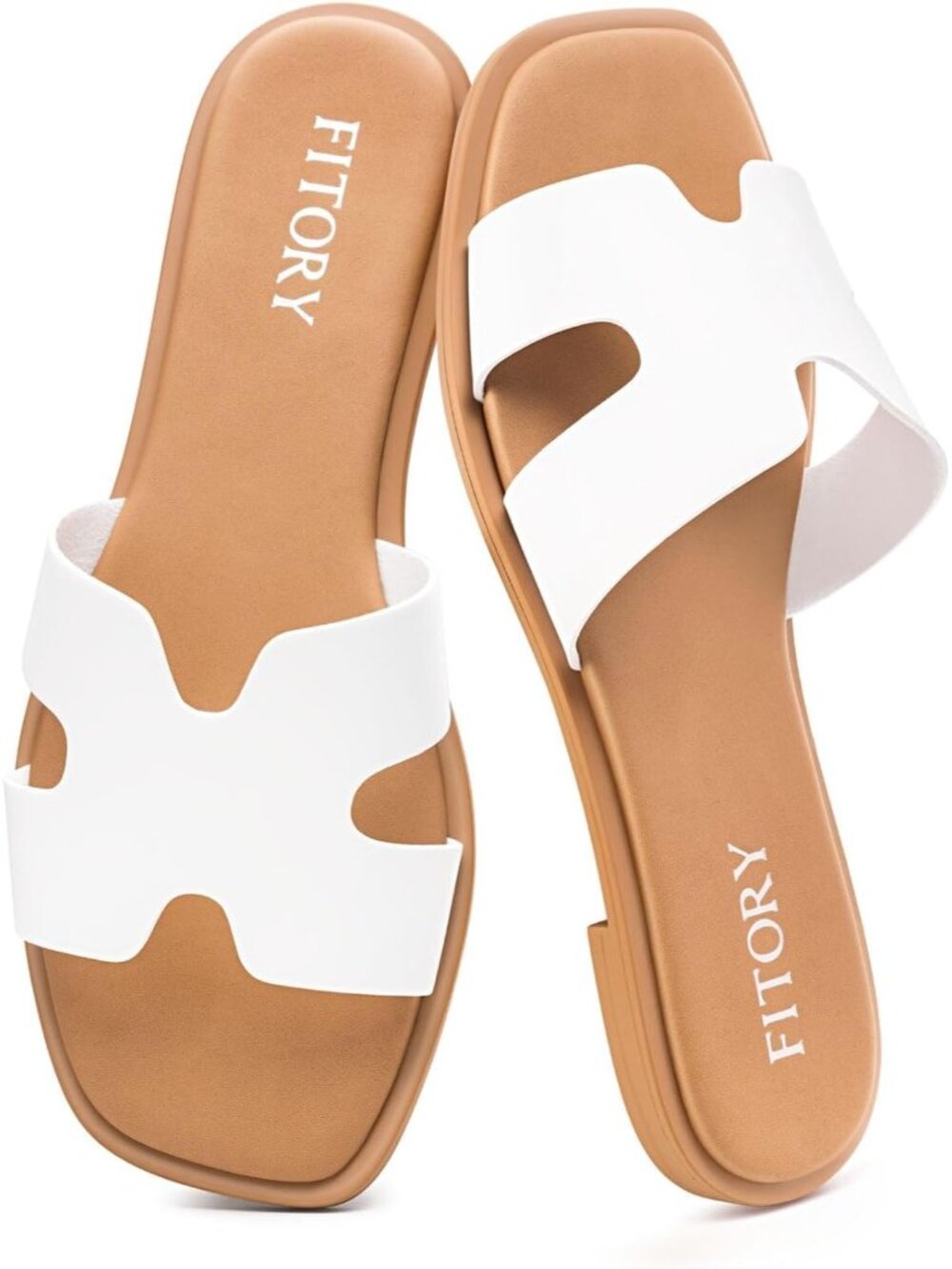 Women's White Open Toe Cushion Fashion Slide Slip On Imported Indoor Slippers